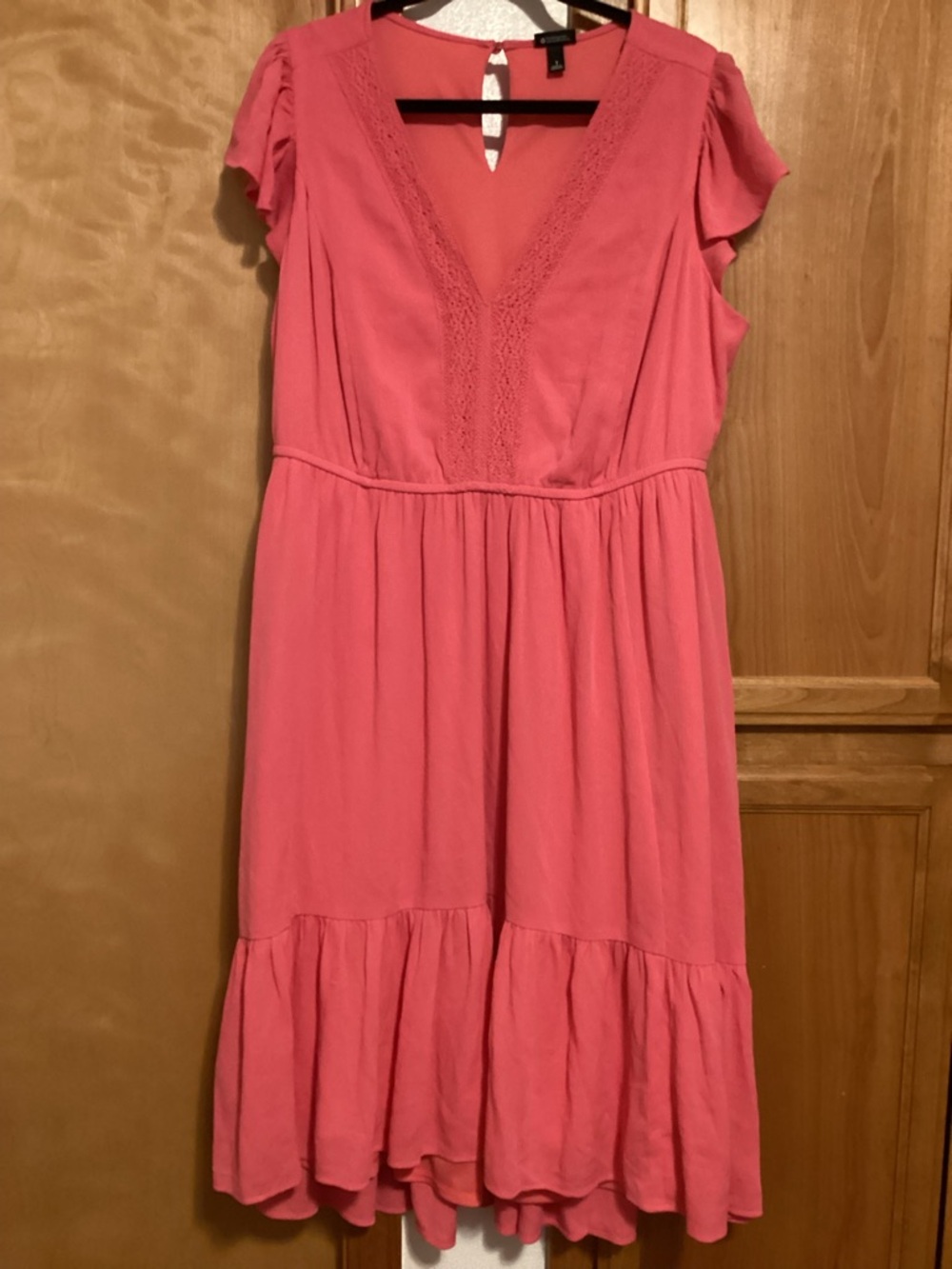 torrid Coral Pink Crochet-Trim hi-low dress, NWOT, Torrid 1